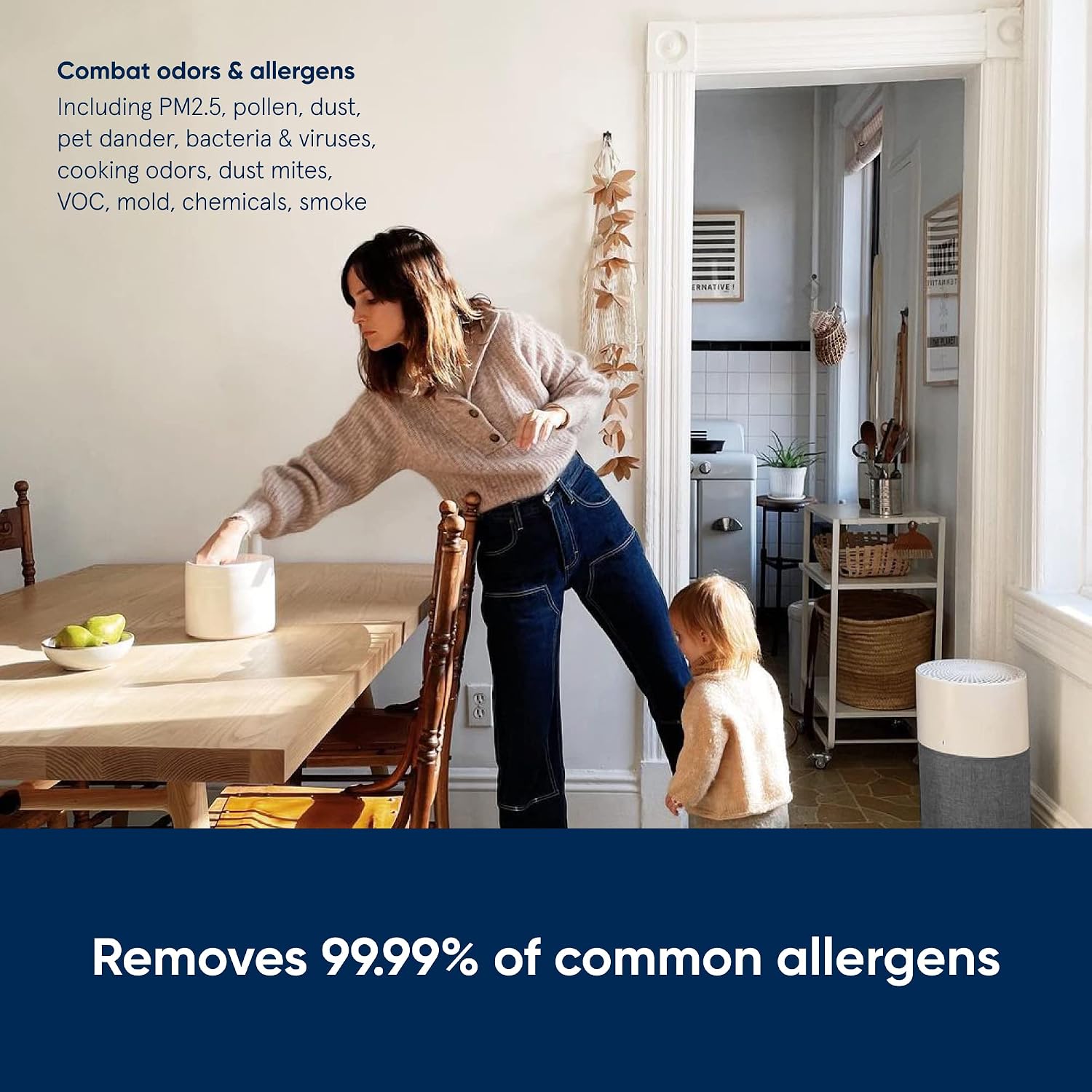 Blue 3410 Air Purifier Ideal up to 36 m² with Washable Pre-Filter (HEPA Silent Removes 99.97% Pollen, Dust, Viruses, Bacteria, Odours, Smoke, Pet Hair, etc) Arctic Trail, Artic Trail