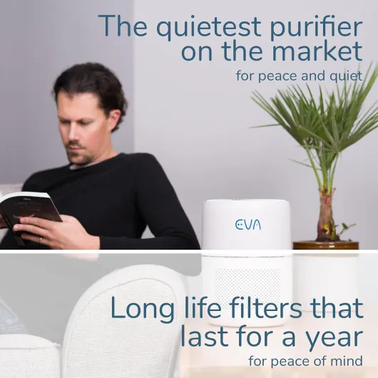 EVA Alto one, The Quietest Air Purifier 16dB, True HEPA 99.97% Allergen, Smoke, Pet Dander, Dust, Pollen Removal, Active Carbon - 36m² Large Room Coverage