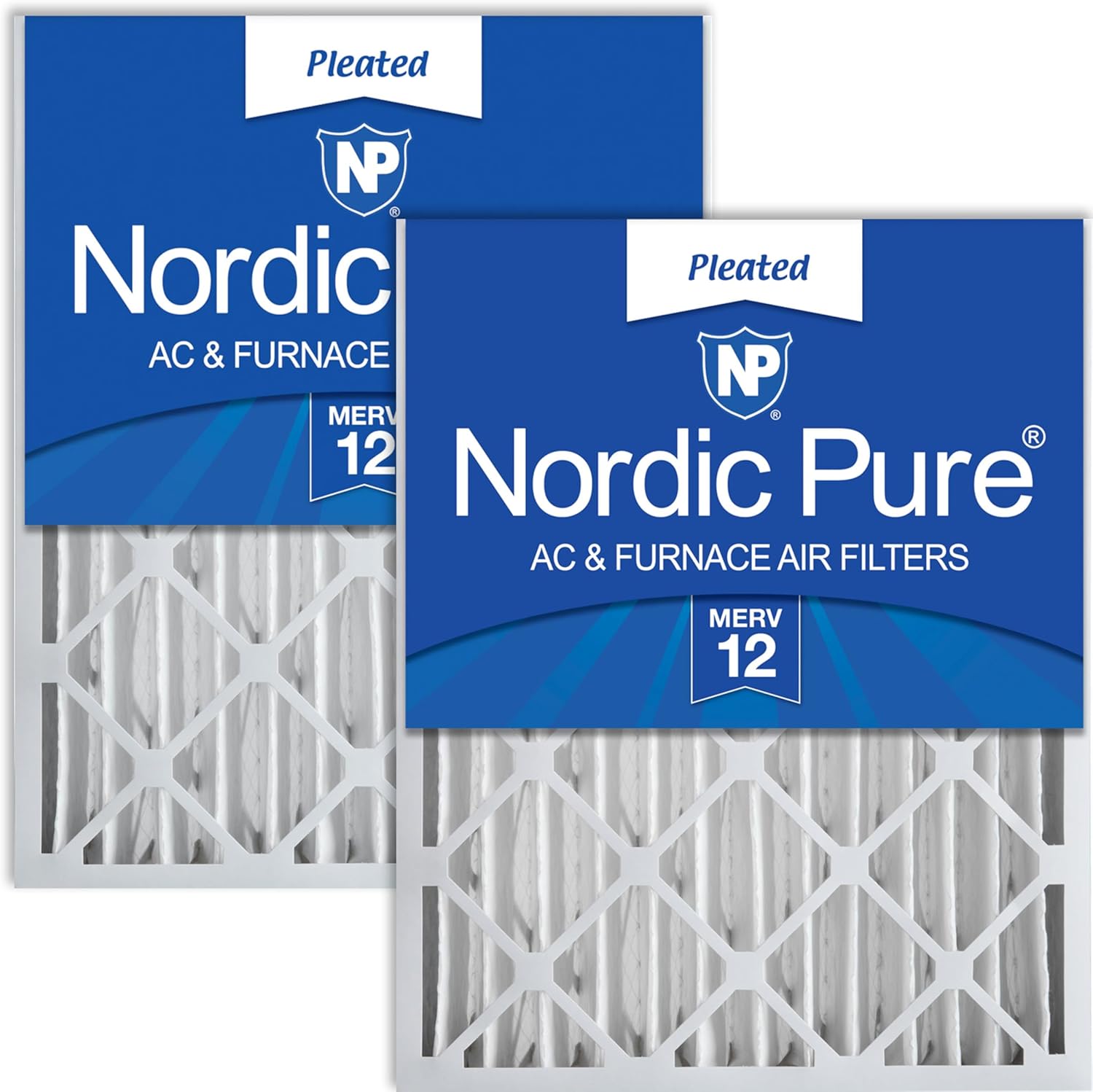 20x25x4 (19 1/2 x 24 1/2 x 3 5/8) Pleated MERV 12 Air Filters 2 Pack MERV 12 2 Pack