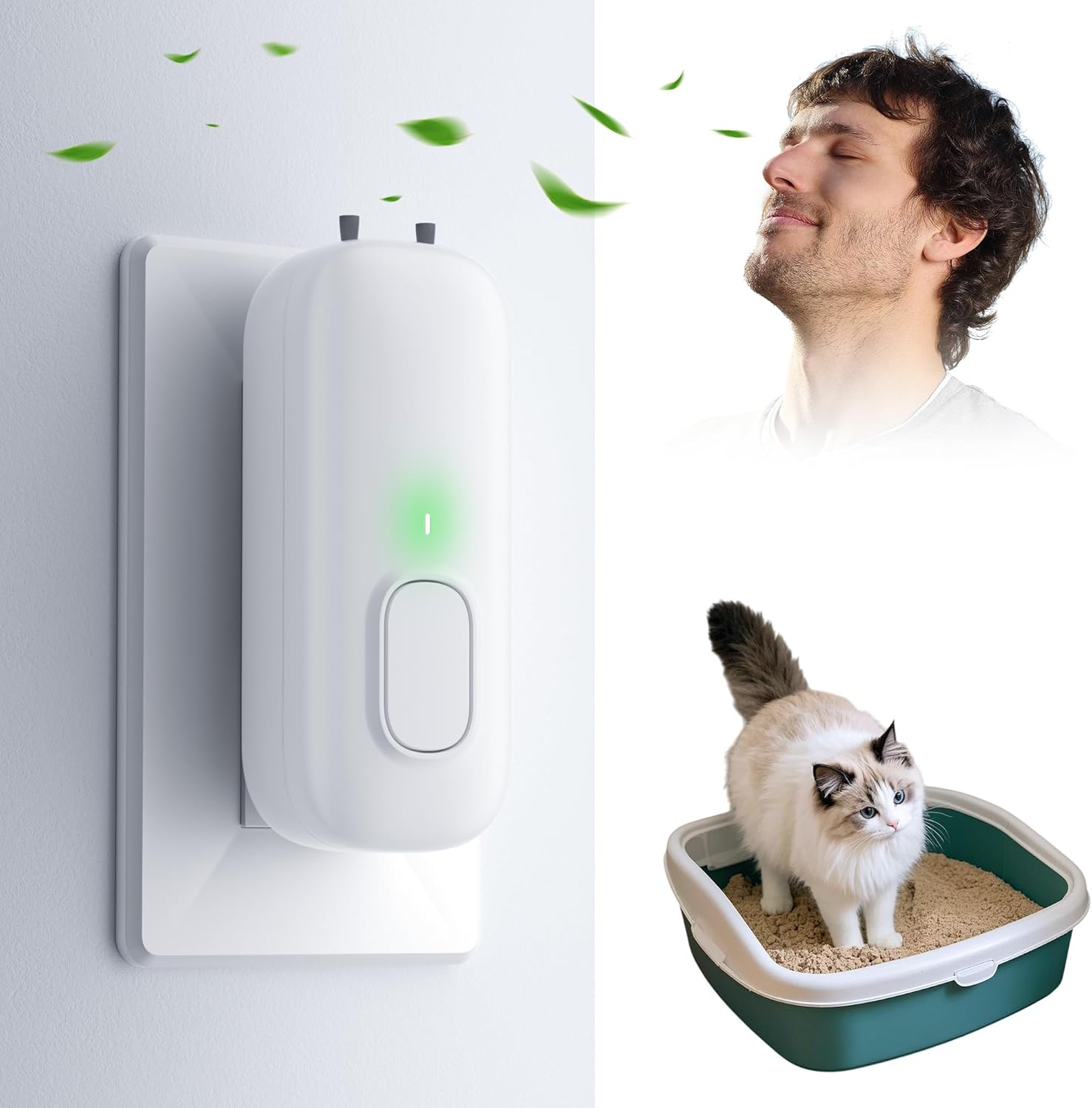 Plug In Negative Ion Air Purifiers Quiet Air Freshener for Bedroom Office Basement - Portable Mini Air Cleaner Odor, Dust, Pet Smell (white)