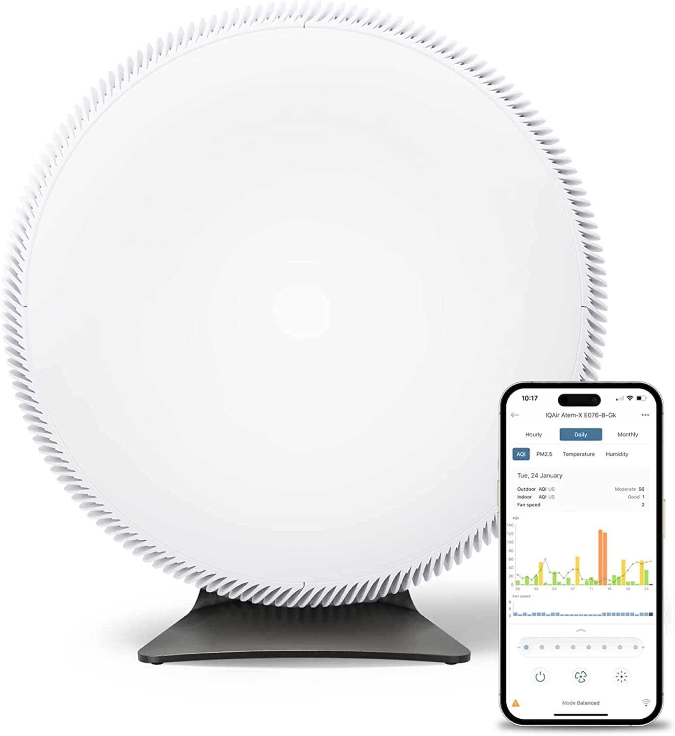 Atem X Smart Air Purifier for Large Room up to 1650 sq - ft., WiFi App Control, HyperHEPA Filters Wildfire Smoke, Viruses, Bacteria, Allergies, Asthma Triggers, Mold, Made in Germany 6 - Atem X 1 Pack