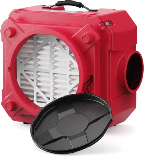 Air Scrubber with 3 Stage Filtration, Stackable Negative Air Machine for Industrial and Commercial Use, Heavy Duty Air Cleaner with MERV-10 Filter, HEPA/Activated carbon Filter, Red HEPA 550 Air Scrubber in Red