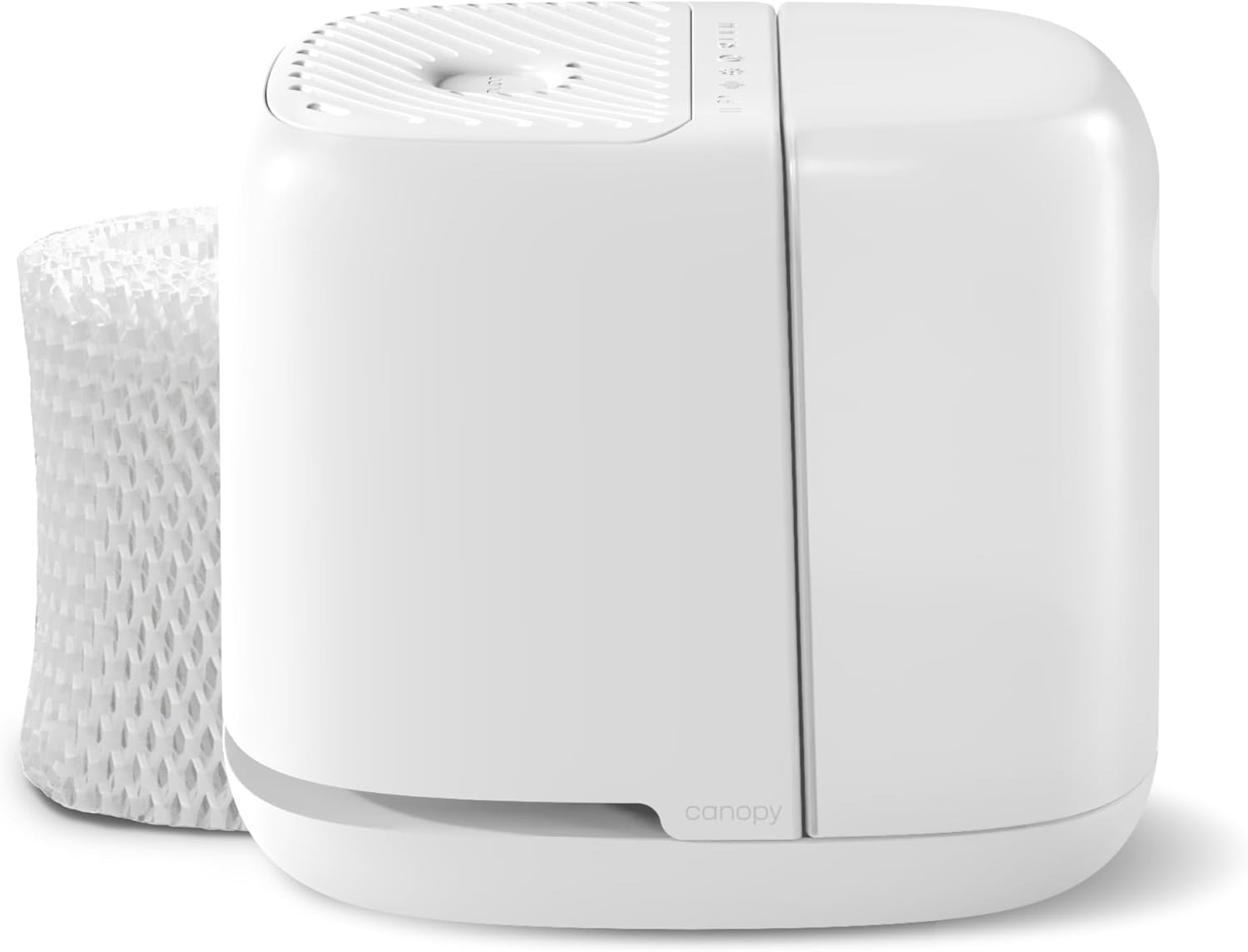 Bedside Humidifier 2.0, White, 36 HR Run Time, 2.5L Capacity - Reading Light & White Noise - Alleviate Symptoms of Allergies, Flu, Cold, Dry Skin - Humidifier, Filter, Power Cord & Adapter White Bedside