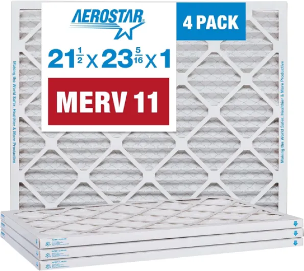 21 1/2x23 5/16x1 MERV 11 Pleated Air Filter, AC Furnace Air Filter, 4 Pack (Actual Size: 21 1/2" x 23 5/16" x 3/4") 21 1/2x23 5/16x1 Air Filter