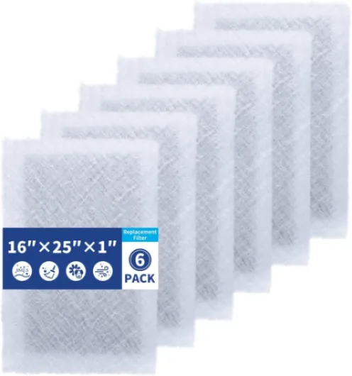 16x25 Replacement Filter Pads Compatible with Pristine Air Cleaner 16x25 White,Fiberglass+Activated Carbon(6 Pack)