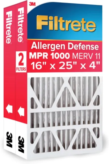 16x25x4 AC Furnace Air Filter, MPR 1000, MERV 11, Fits Lennox & Honeywell Devices, Allergen Defense, Electrostatic Air Cleaning Filter, 2-Pack (Actual Size 15.88x24.56x4.31 in)