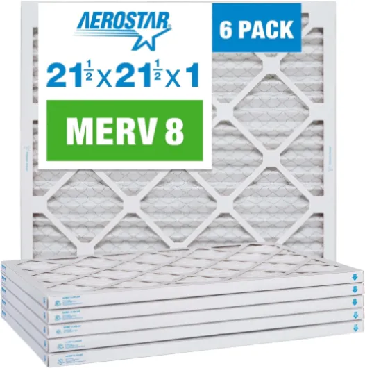 21.5x21.5x1 MERV 8-6 Count - High Efficiency Pleated HVAC, Furnace & Air Conditioner Filters - Removes Dust, Lint, Mold & Allergy-Causing Pollen MERV 8 (21 1/2x21 1/2x1) 6