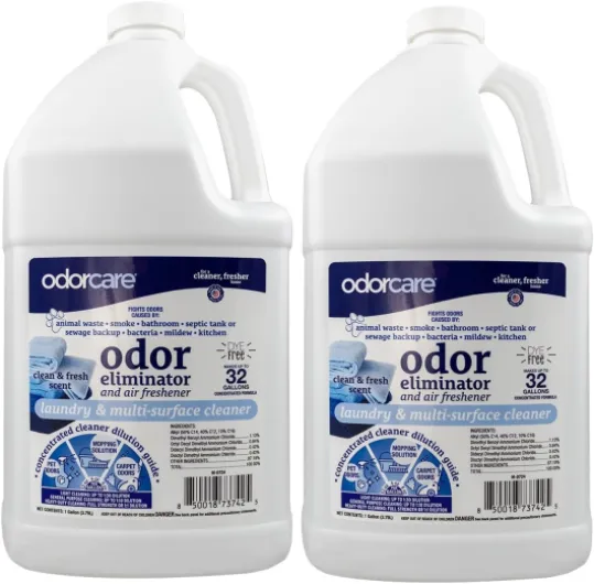Multi-Surface Odor Eliminator and Air Freshener, for Laundry, Bathroom, Kitchen, and more, Made in USA (1 Gallon (Pack of 2), Clean & Fresh) Clean & Fresh 128 Fl Oz (Pack of 2)