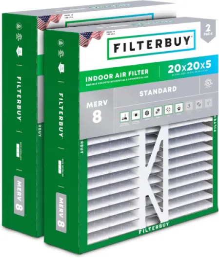20x20x5 Air Filter MERV 8 Essential Dust & Allergy Defense (2-Pack), Pleated HVAC AC Furnace Filters for Honeywell FC100A1011, Lennox X0585, and More (Actual Size: 19.63 x 19.88 x 4.38) 20x20x5 (Actual: 19.63 x 19.88 x 4.38)