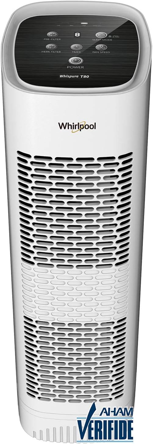 WPT80P Whispure True Hepa Air Purifier, Activated Carbon Advanced Anti-Bacteria, Ideal for Wildfire, Allergies, Odors, Pet Dander, Mold, Smoke and Germs, Large, White Large White