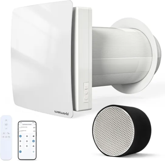 Heat Recovery Ventilator with Ceramic Heat Exchanger, Wall-Mounted Fresh Air System with WiFi/Remote Control for Home, Attic, Garage – Supply, Exhaust & Recirculation Ventilation Fan