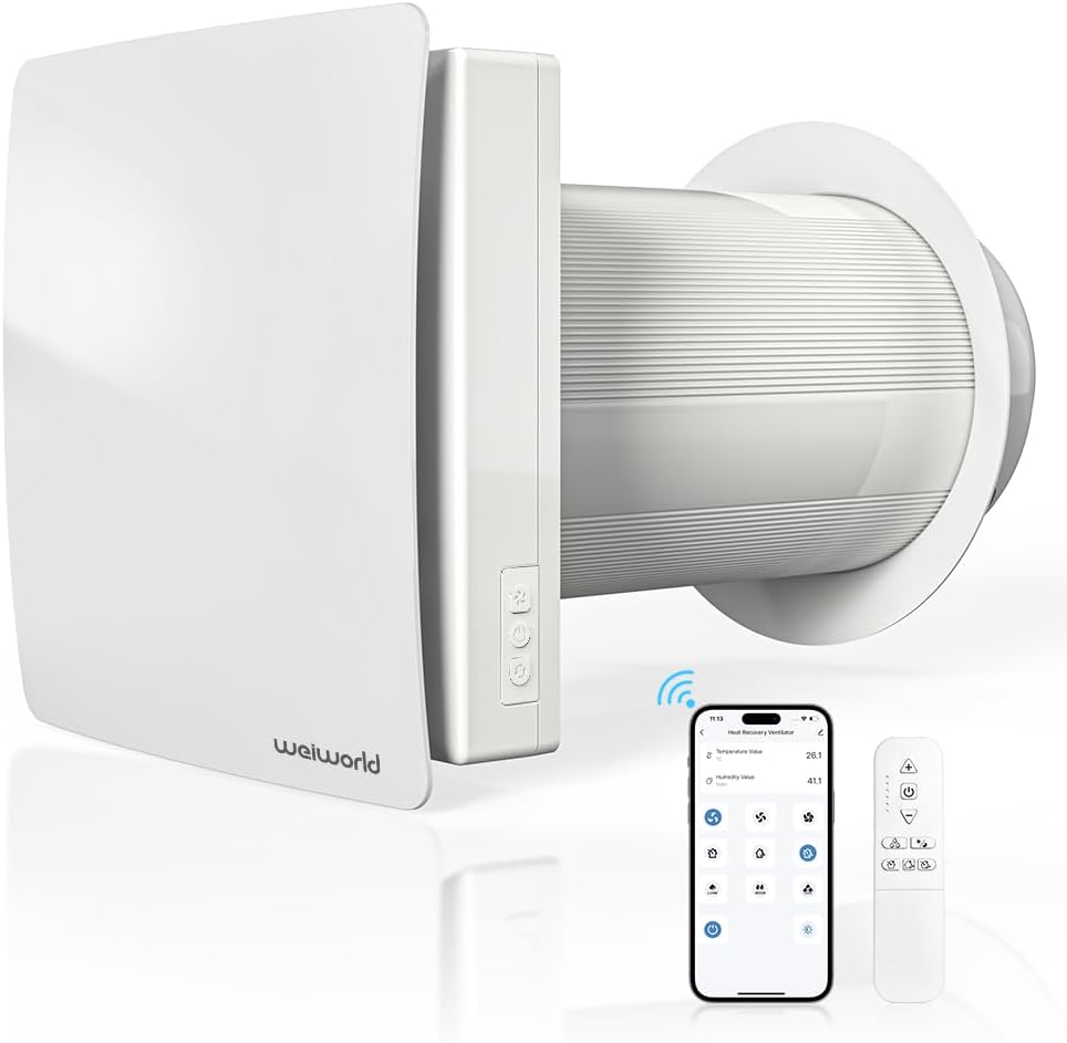 Through the Wall HEPA Ventilation Fan- Ultra Quiet EC Motor Wall Vent Fan with WiFi/Remote Control, Brings Fresh Air In and Exhausts Stale Air Out for Bedroom, Basement, Attic VT501F HEPA Ventilation Fan