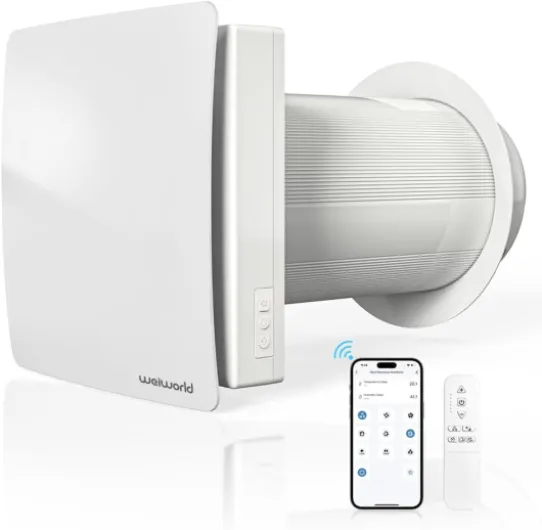 Through the Wall HEPA Ventilation Fan- Ultra Quiet EC Motor Wall Vent Fan with WiFi/Remote Control, Brings Fresh Air In and Exhausts Stale Air Out for Bedroom, Basement, Attic VT501F HEPA Ventilation Fan