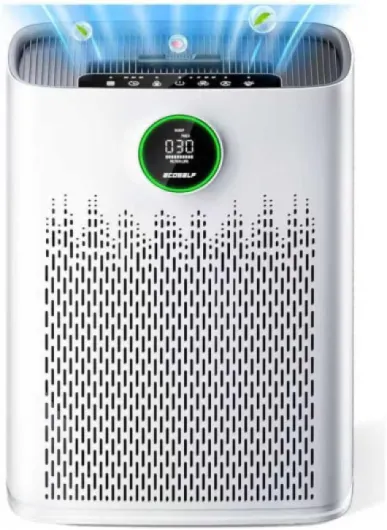 Air Purifiers for Home Large Room, Cover Up to 2400 Ft² with True HEPA Filter, Smart Mode, PM2.5 Air Quality Display, 22dB Sleep Mode, Aromatherapy with 2X-Purification & 360°Air Outlet, HAP603, White Bright White