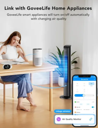 Smart Air Quality Monitor with PM2.5, WiFi, Temperature & Humidity Sensors, LED Display, 2s Refresh, 2-Year Data Storage, for Home & Office Wired