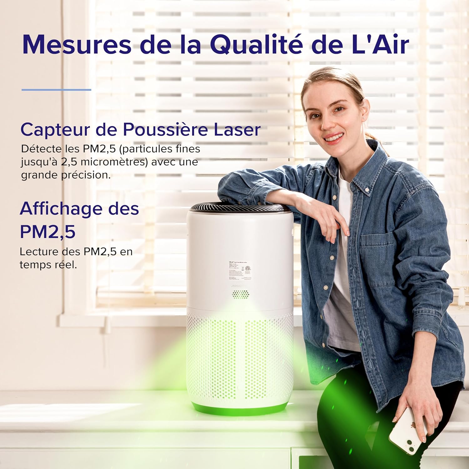 LEVOIT Purificateur d'Air avec Senor, Air Purifier avec HEPA jusqu'à 83m² CADR 400m³/h, Intelligent Compatible avec Alexa, Mode Auto, Affichage PM2.5, Élimine 99,97% de Particules Core 400S Core400S pour 83㎡