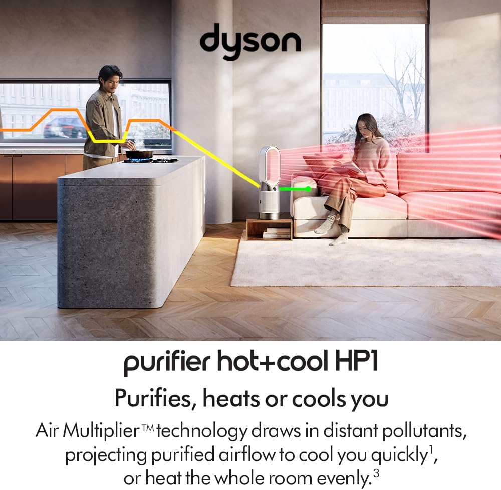 Purifier Hot+Cool HP1 Purifying fan heater, Heats and Cools (White/White)