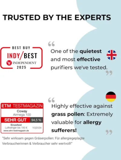 Air Purifier for Home Bedroom, Super Quiet Sleep Mode, Mood Light, Energy Star, Removes up to 99.999% of Harmful Particles down to 0.01 µm for Allergy Dust Pollen, CADR 244 m³/h - Airmega 100