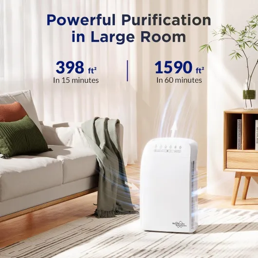 MSA3 Air Purifier for Home Large Room Up to 1590 ft², 44W High-torque Motor, H13 True HEPA Filter, Air Purifier for Bedroom 22db, for Smoke, Pet Odor, Remove 99.99% Allergen, Dust White