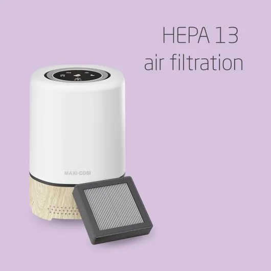 Maxi-Cosi Clean 3-in-1 Air Purifier, HEPA H13 Filter Air Purifier for Bedroom, Timer and Night Light, Sounds, Air Filter for Allergies, Air Cleaner Compatible with Alexa and Google Assistant
