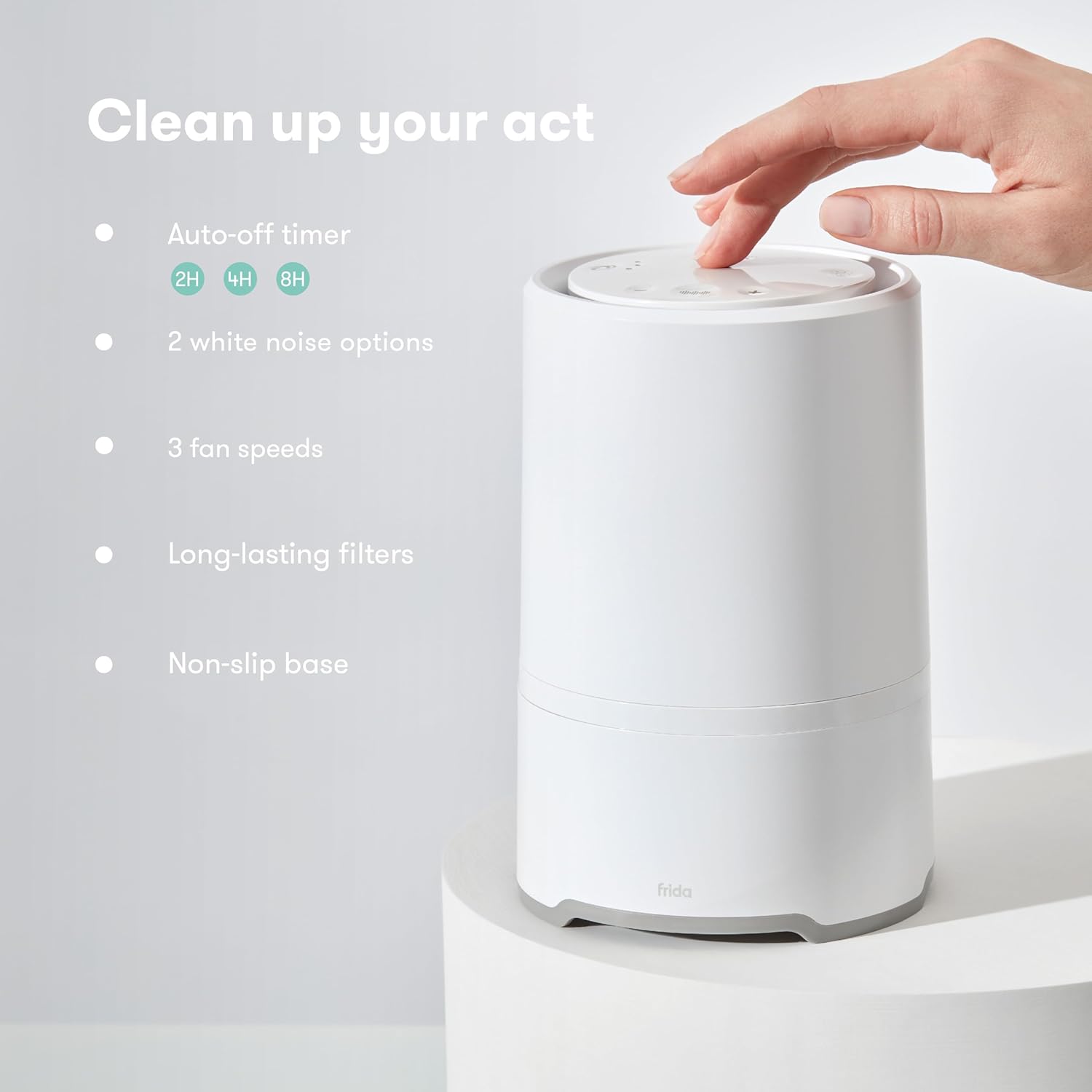3-in-1 Baby Sound Machine for Sleeping: Nightlight + Air Purifier for Bedroom with 3 Fan Speeds, Easy-Change Filter, Auto-Off Timer