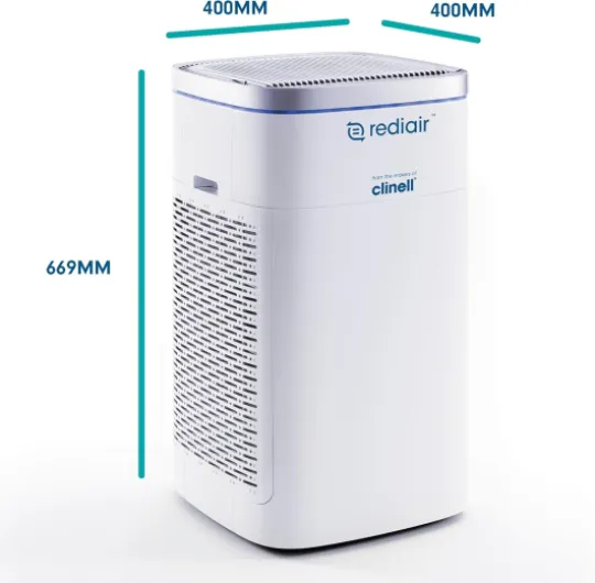 Rediair Air Purifier Unit Medical Grade - Portable Dual HEPA14 Air Filter to Clean Air and Protect from The Risk of Infection by Airborne Transmission, White